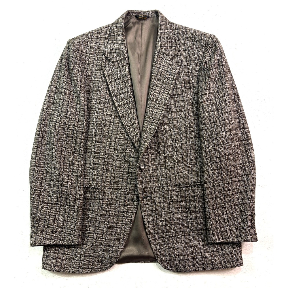 vtg 90s Daniel Hechter Paris 42R USA Heavy‎ Tweed Blazer Jacket Sport Coat Plaid